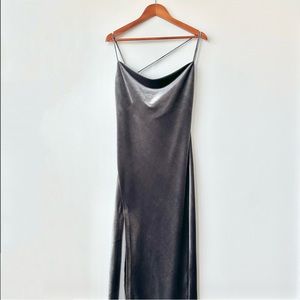 ZARA | VELVET MIDI SLIP DRESS HIGH SLIT ASYMMETRICAL STRAPS SEXY FORMAL WEDDING